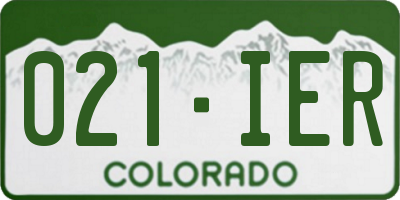 CO license plate 021IER