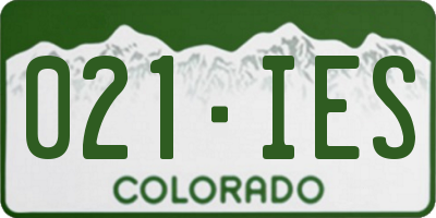 CO license plate 021IES