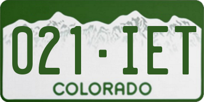 CO license plate 021IET