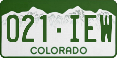 CO license plate 021IEW