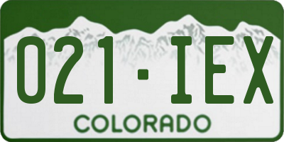 CO license plate 021IEX
