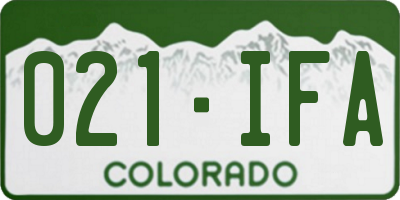 CO license plate 021IFA