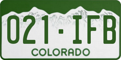 CO license plate 021IFB