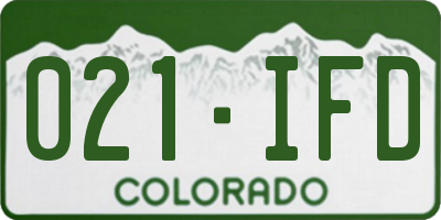 CO license plate 021IFD