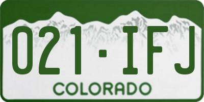 CO license plate 021IFJ
