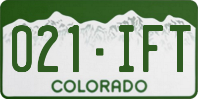 CO license plate 021IFT