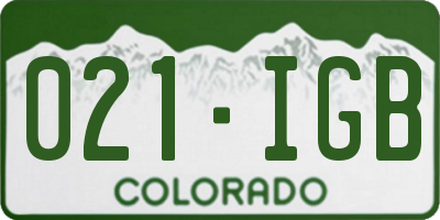 CO license plate 021IGB