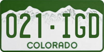 CO license plate 021IGD
