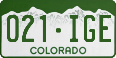 CO license plate 021IGE