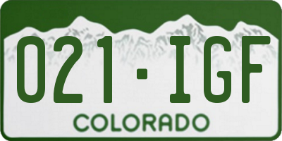 CO license plate 021IGF