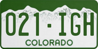 CO license plate 021IGH