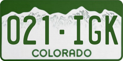 CO license plate 021IGK