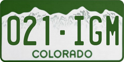 CO license plate 021IGM