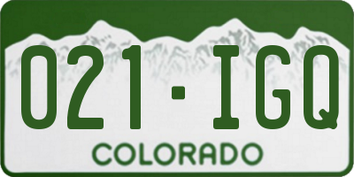 CO license plate 021IGQ