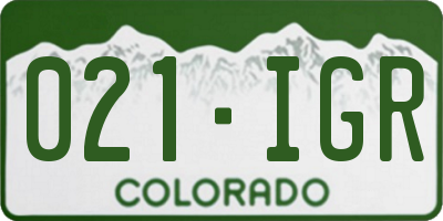 CO license plate 021IGR