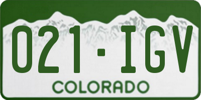 CO license plate 021IGV