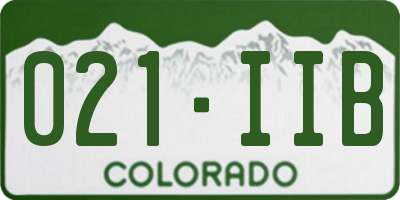 CO license plate 021IIB