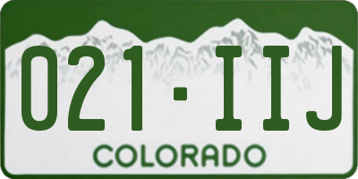 CO license plate 021IIJ