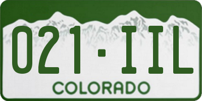 CO license plate 021IIL