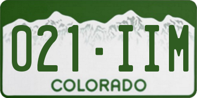 CO license plate 021IIM