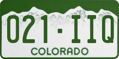 CO license plate 021IIQ
