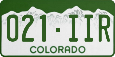 CO license plate 021IIR
