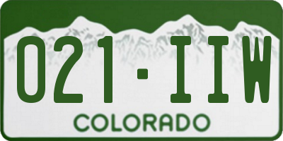 CO license plate 021IIW
