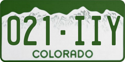 CO license plate 021IIY