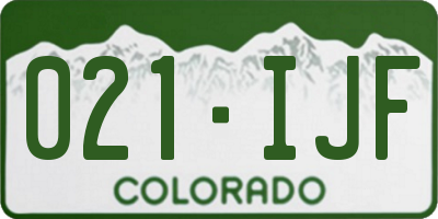 CO license plate 021IJF