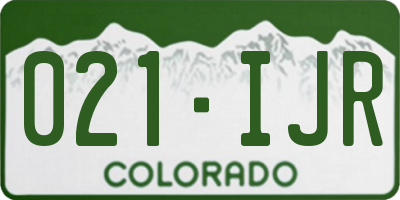 CO license plate 021IJR