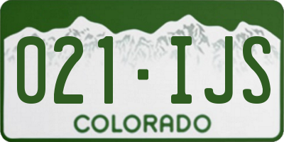 CO license plate 021IJS