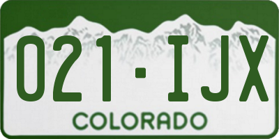 CO license plate 021IJX