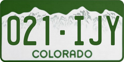 CO license plate 021IJY