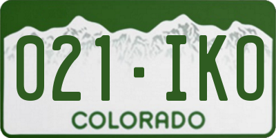 CO license plate 021IKO