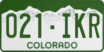 CO license plate 021IKR