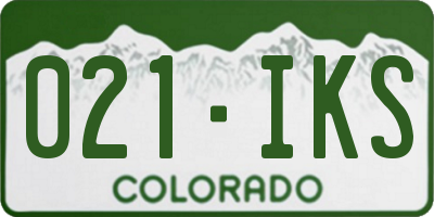 CO license plate 021IKS