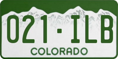 CO license plate 021ILB