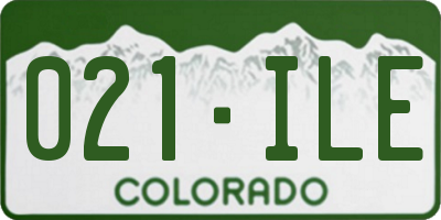 CO license plate 021ILE