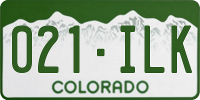 CO license plate 021ILK