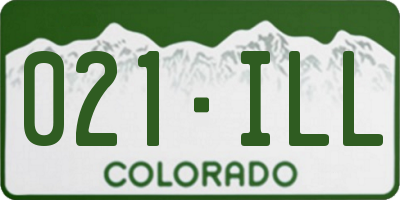 CO license plate 021ILL