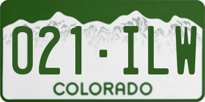 CO license plate 021ILW