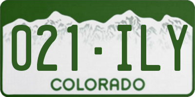CO license plate 021ILY