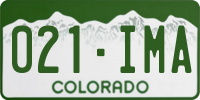 CO license plate 021IMA