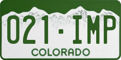 CO license plate 021IMP