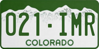 CO license plate 021IMR