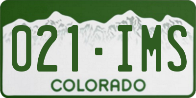 CO license plate 021IMS
