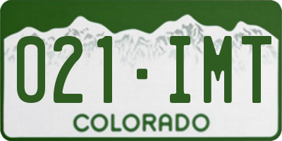 CO license plate 021IMT