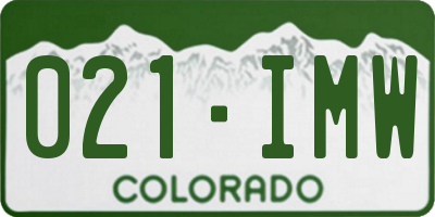 CO license plate 021IMW