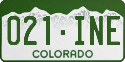 CO license plate 021INE