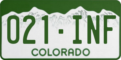 CO license plate 021INF